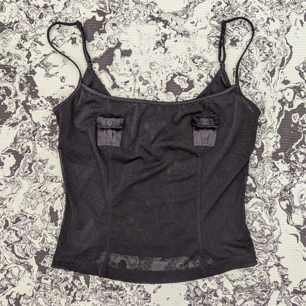 Y2K la SENZA mesh lingerie black tank top